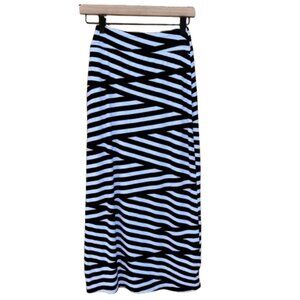 Anthropologie Shelby Knit Midi Skirt XS Black White Stripe Lined Pull-On
